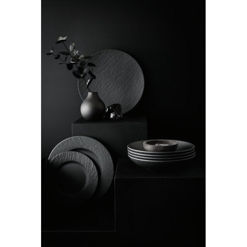 Villeroy & Boch Manufacture 4-Piece Place Setting, Plates & Bowls, Premium Porcelain, Black