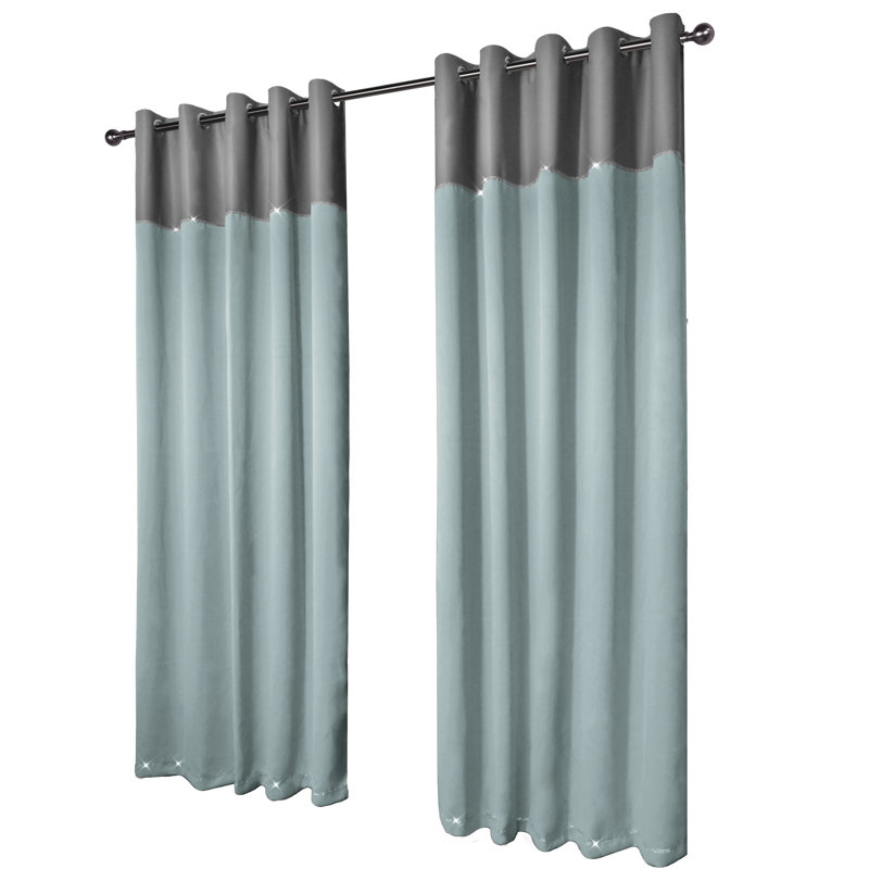 Ladejah Room Darkening Curtain Pair, 167 W x 182 D cm, Emerald Green Silver