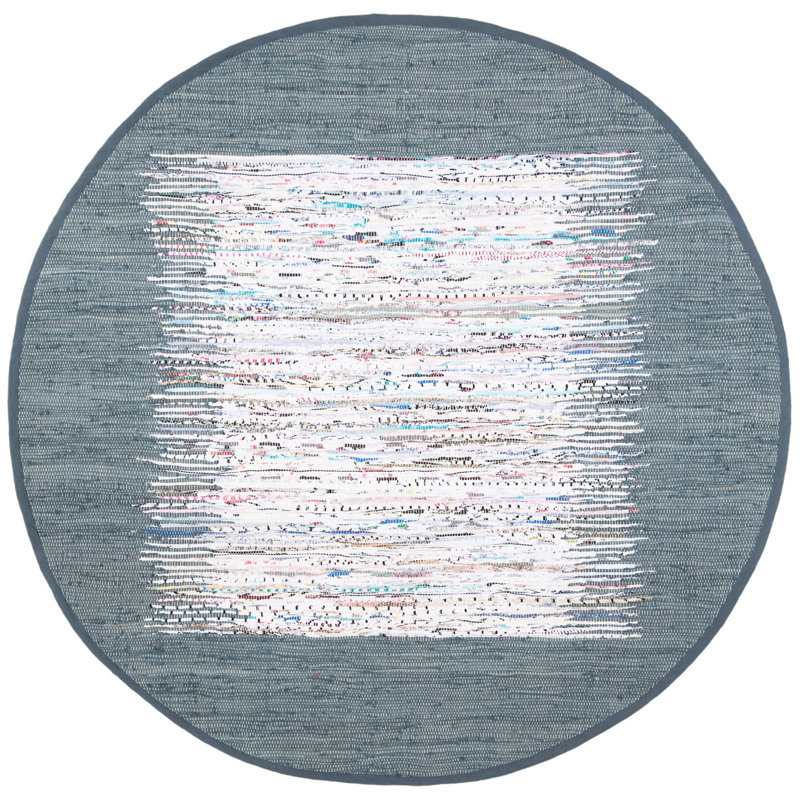 Tapis de couleur unie en coton tissé à la main Annia, Rond 6 pi