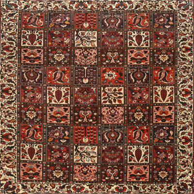 Tapis floral orange / brun / beige