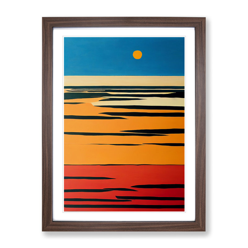 XV1022-4697X Timeless Sunset Abstract - Wall Art, 36cm H x 27cm W, Walnut Framed Paper, White