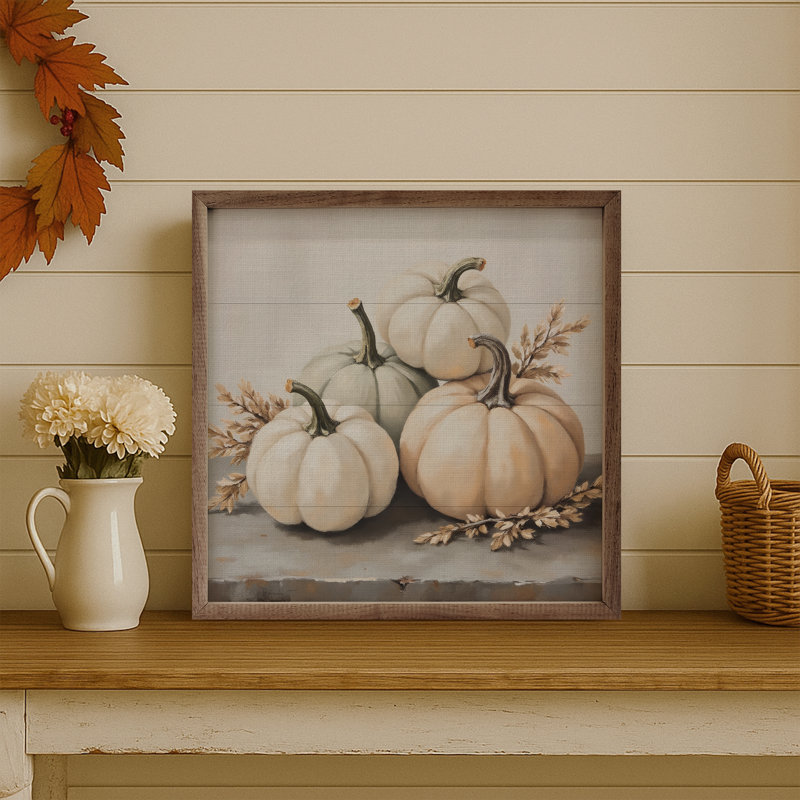 White Pumpkins Square, 16" H x 16" W