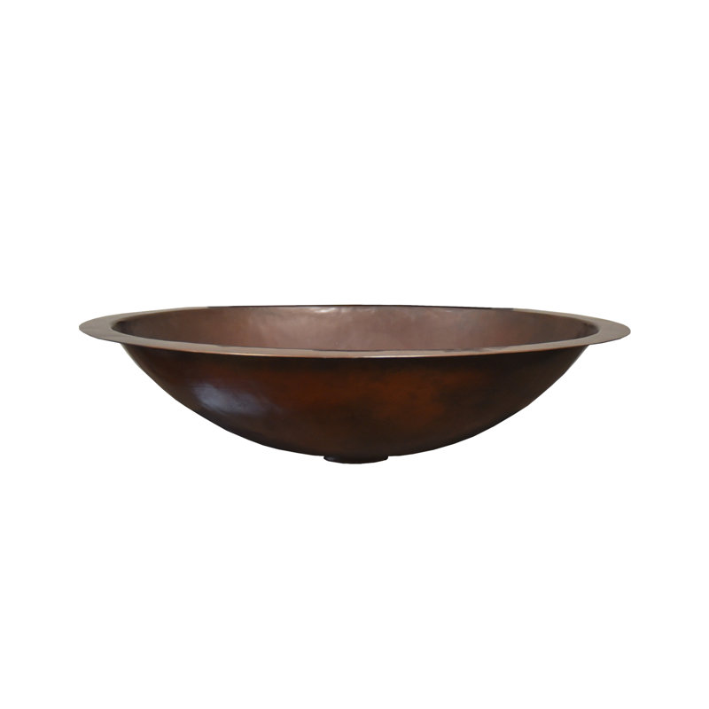 Copper Hand Hammered Oval Undermount Bathroom Sink, Foundry Antique Copper