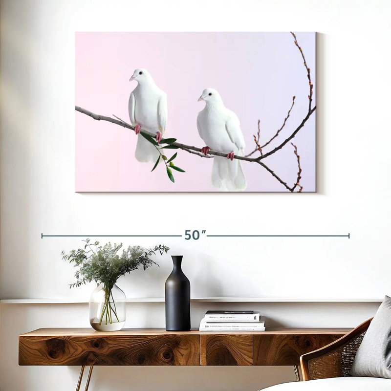 Brampt Perched White Doves, 26" H x 39" W