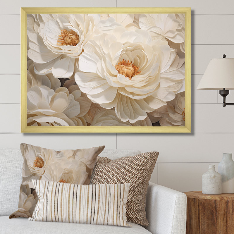 " Ranunculus Radiance Treasure ", Gold Single Picture Framed, 34" H x 44" W x 1.5" D