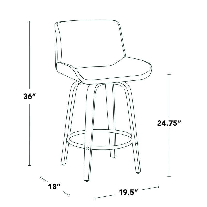 Rondell 25" Fixed-Height Counter Stools with Round Built-In Footrests, Gray, Counter Stool (25” Seat Height)