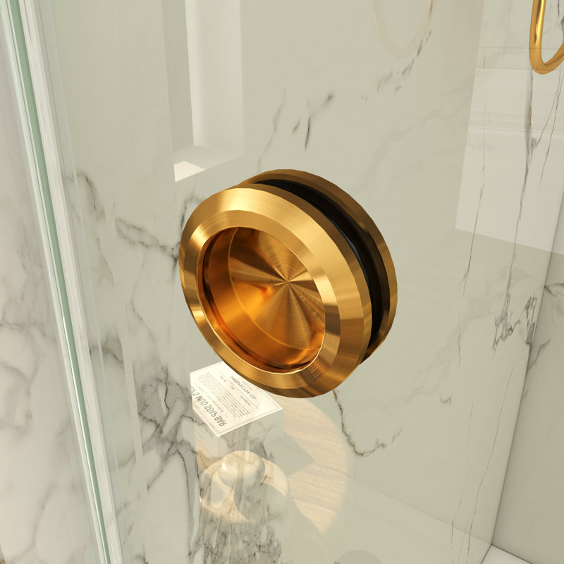 Opal Mirage MCOCOD 56"-60" W x 66" H Double Smooth Sliding Frameless Tub Door with 3/8"(10mm)Clear Glass, Brushed Gold
