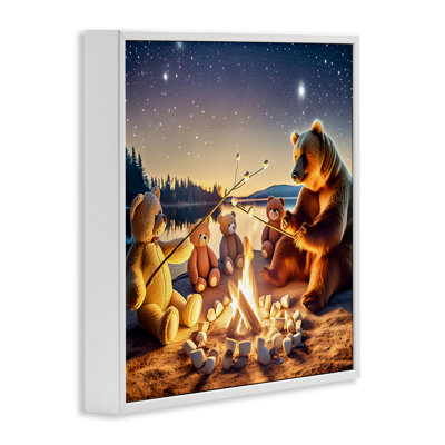  Fireside Friends Bear Framed Giclee Art by Alina Georgescu