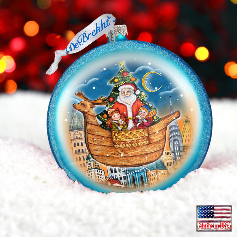 Holiday 3.5'' Glass Ball Ornament, Blue