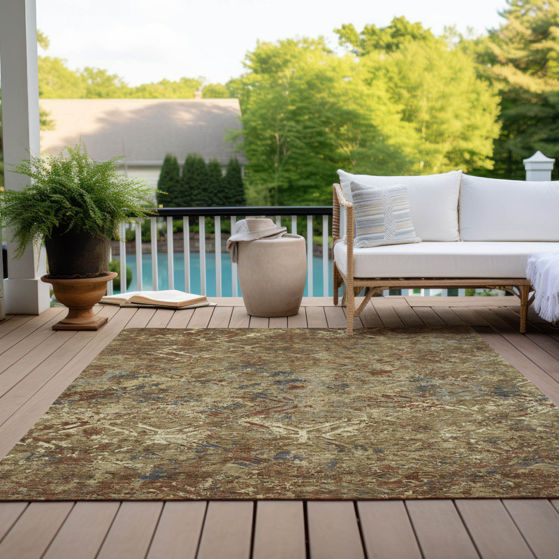 Tapis intérieur / extérieur lavable à la machine Mahaney ACN768 Sky, Rectangle 2'6" x 3'10"