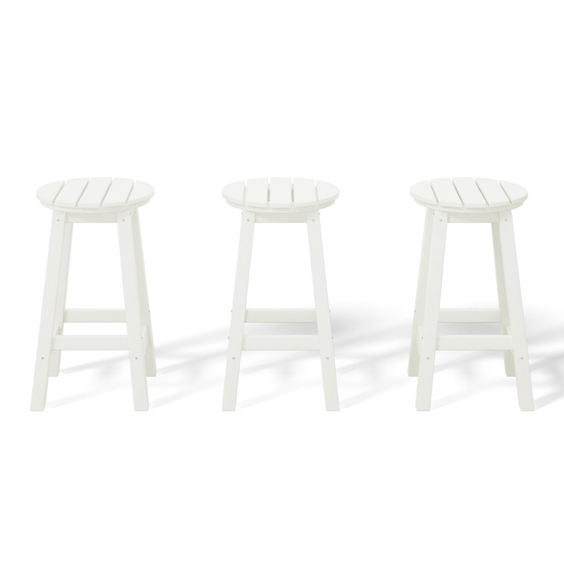 Tabouret de comptoir rond 24 po Laguna (ensemble de 3), Blanc