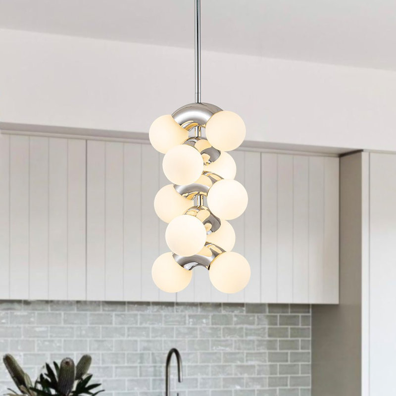 Kaled 10-Light Stacked Matte Glass Globe Pendant