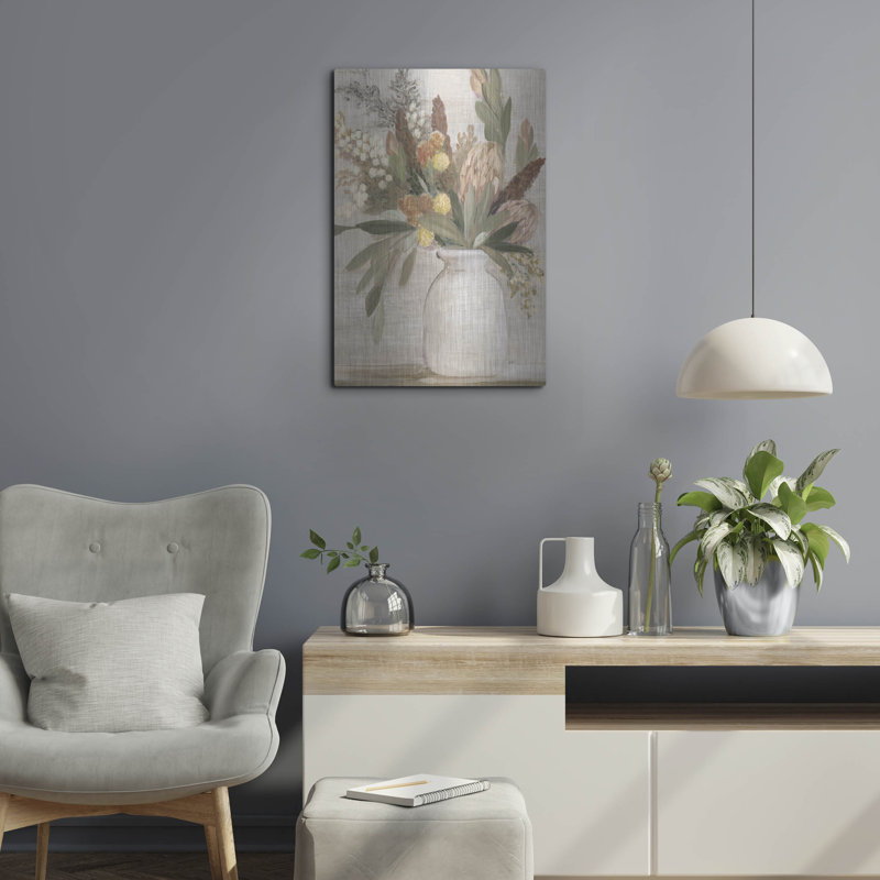 Art mural en métal luxueux «Light Protea Still Life» par Julia Purinton, H 24 po x l 16 po