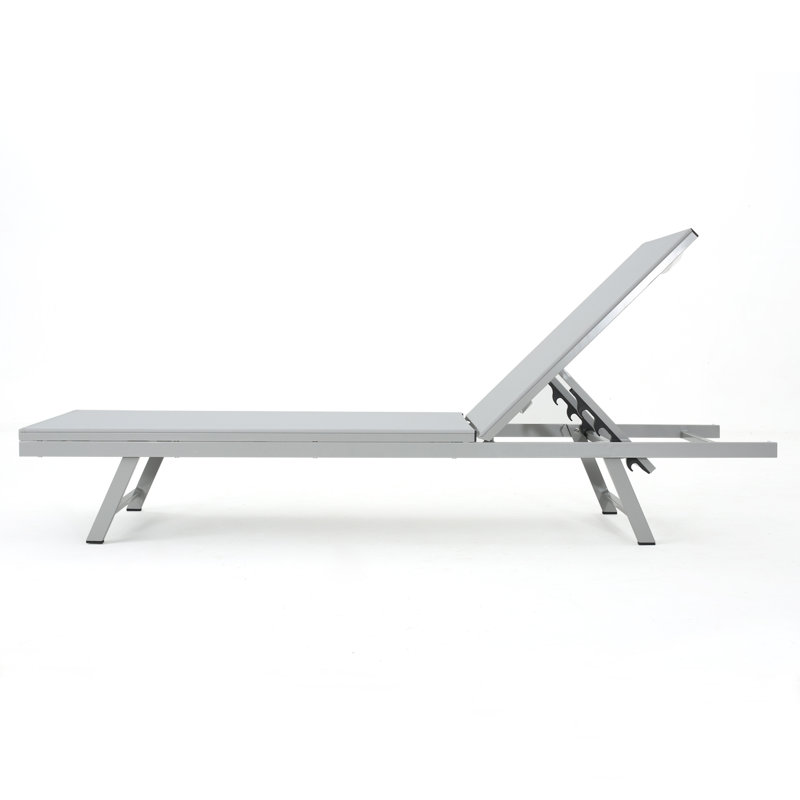 Audyn Outdoor Metal Chaise Lounge Set, Light Gray, 4