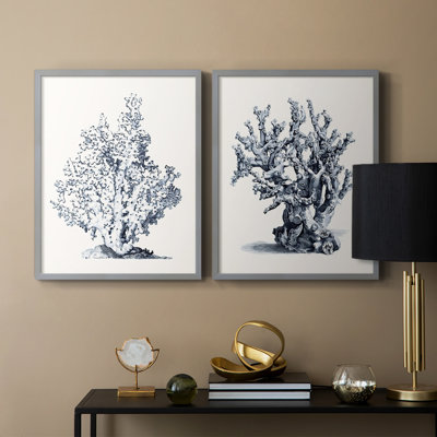 Blue Antique Coral I-Premium Framed Print -Ready to Hang - No Nails Required - No Nails Required