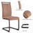 Set of Modern Faux Leather Cantilever Dining Chairs with Vertical Stitching and Metal Base-136959944-129682610-129682607