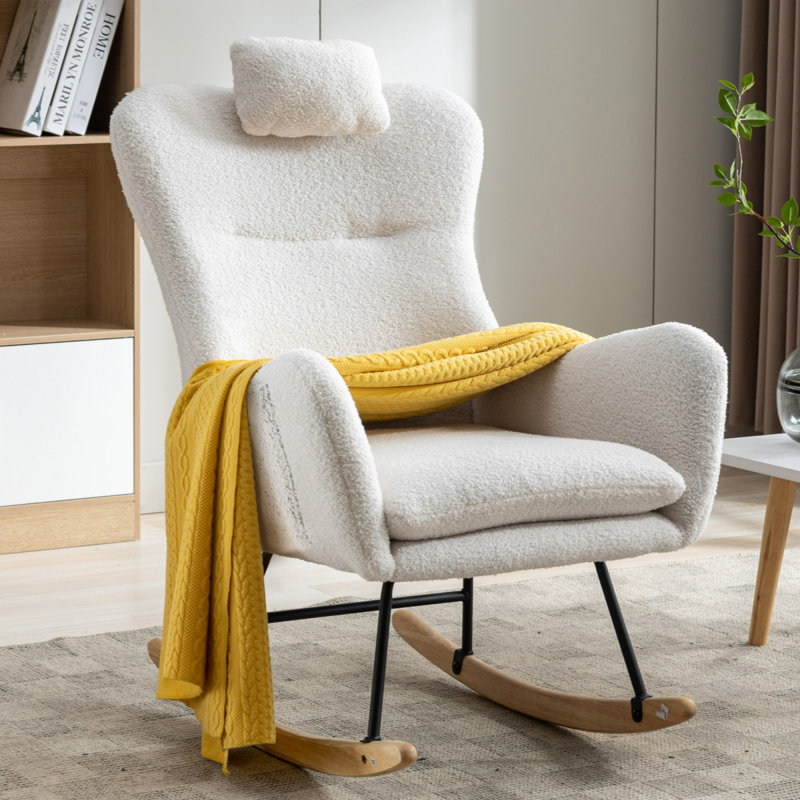 Chaise berçante avec poche, Blanc