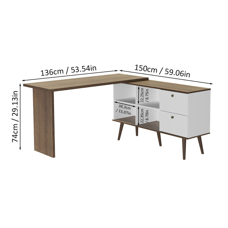 Bureau d'ordinateur en L 59 po Metheny