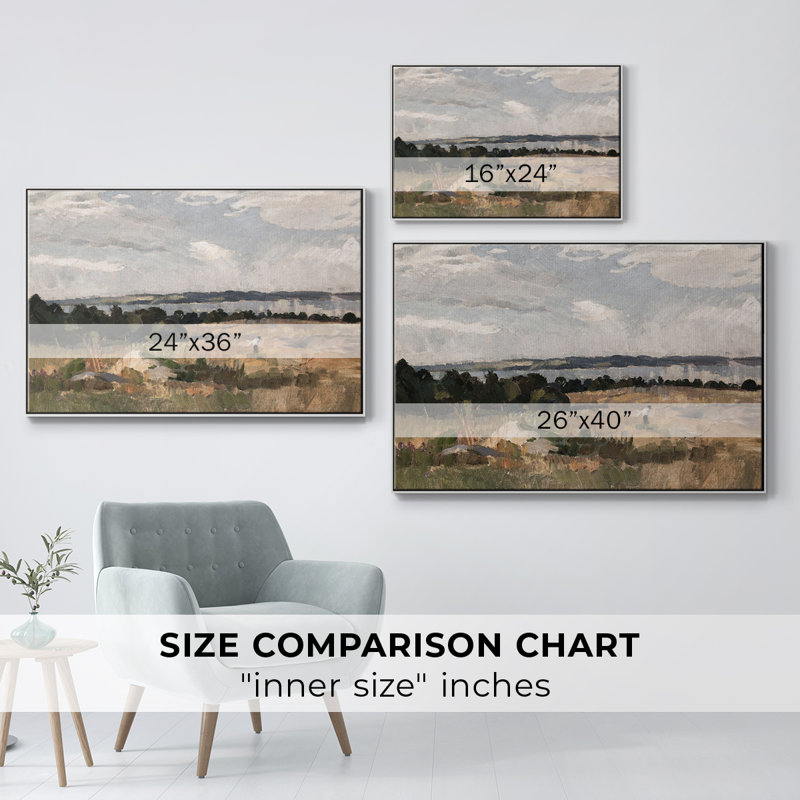 Paysage rétro - CMXLII, Toile encadrée flottée blanche, H 27 po x l 41 po x P 2 po