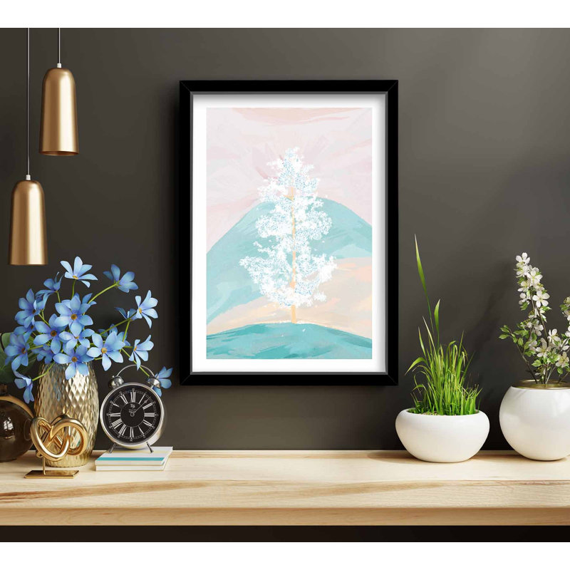 Elegant Decorative Framed Painting, Blue, White & Pink, 15.0 x 20.9 inches | 100% MDF Artwork (Thickness: 0.1 inches) & 100% Wooden Frame (Thickness: 0.9 inches) | Perfect for Living Room, Bedroom & Office Décor