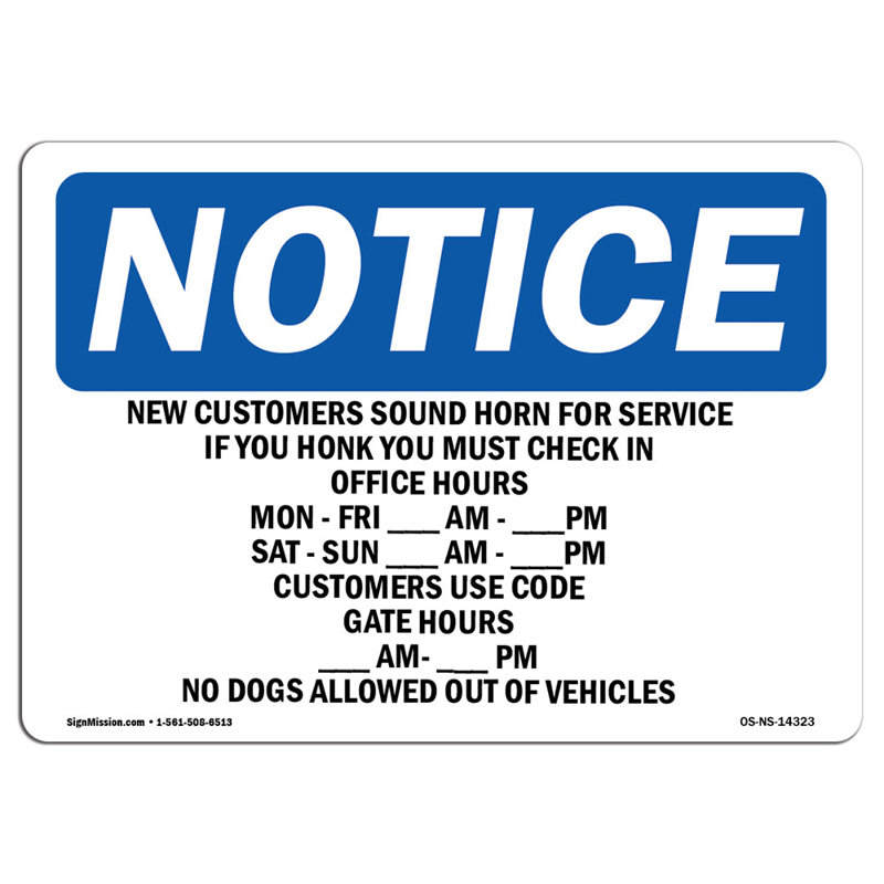 Avertisseur sonore pour nouveaux clients ServiceSign, H 18 po x l 24 po x P 0,1 po