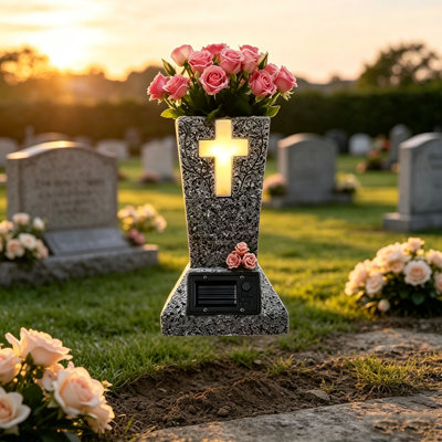 resin pot Solar-powered Tombstone Vase