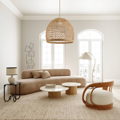 Luminaire suspendu en rotin brun clair Lumiere
