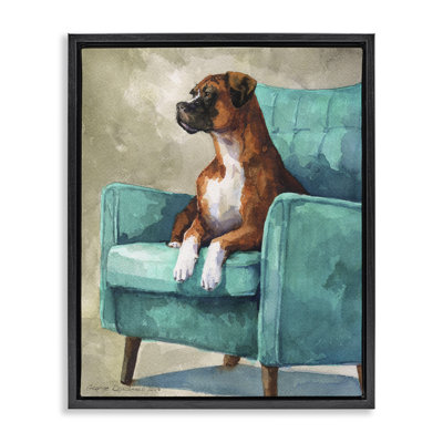 Boxer majestueux sur cadre flottant de fauteuil, design par George Dyachenko