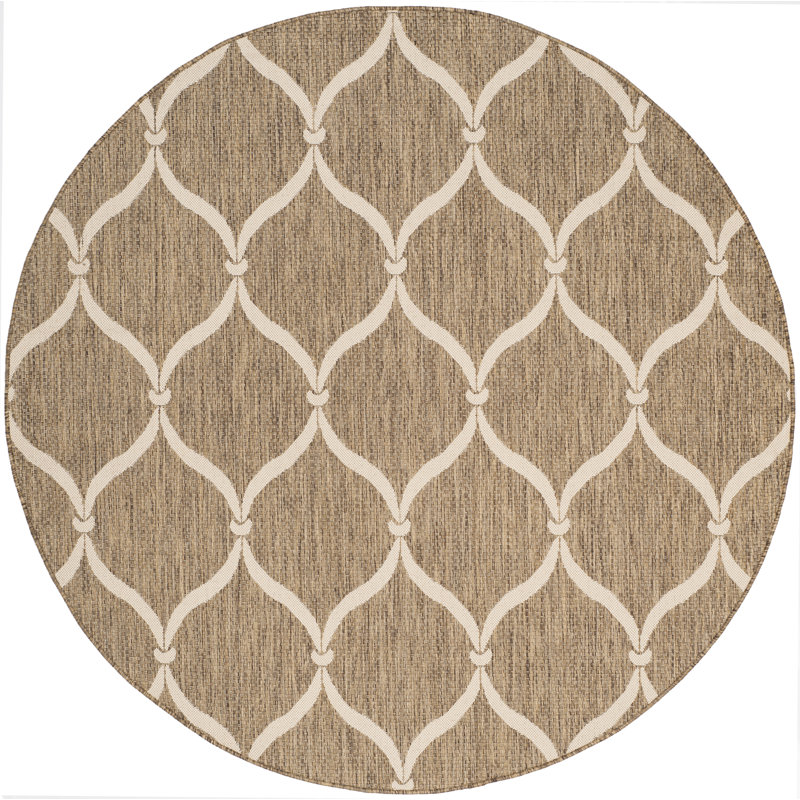 Coroghon Performance Geometric Indoor/Outdoor Area Rug, Round 6'7" 