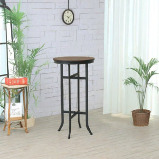 Outdoor Bar Height Bistro Table, 41.7-Inch Patio Bar Table Bistro Dining Table Pub Table With Wooden-Like Table Top & Metal Frame