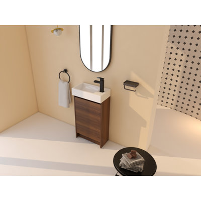 Yesena 18 " W Freestanding Standard Free Standing 1 Single Vanity Bathroom Vanity With Ceramic Top