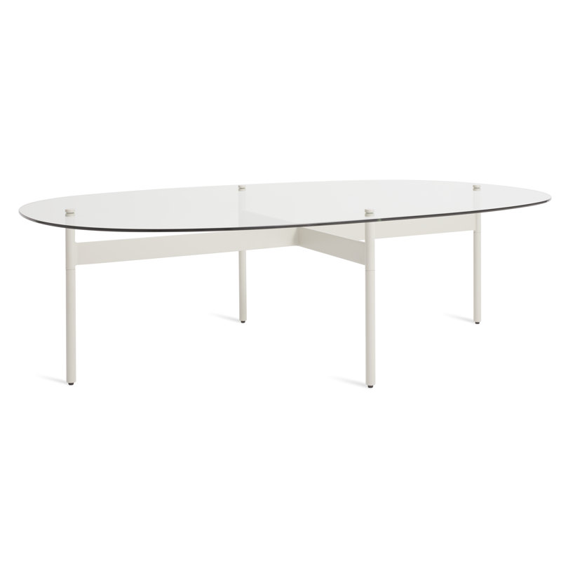 Flume Coffee Table, 14" H x 47" W x 31" D, Clear/Putty
