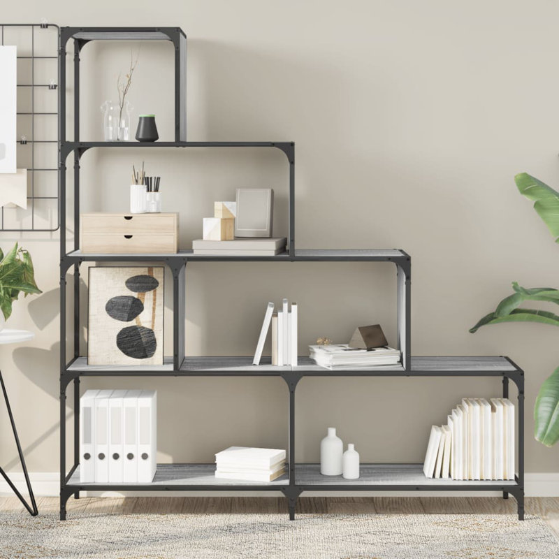 Cedartown 149cm H x 139cm W Metal Bookcase, Grey Sonoma