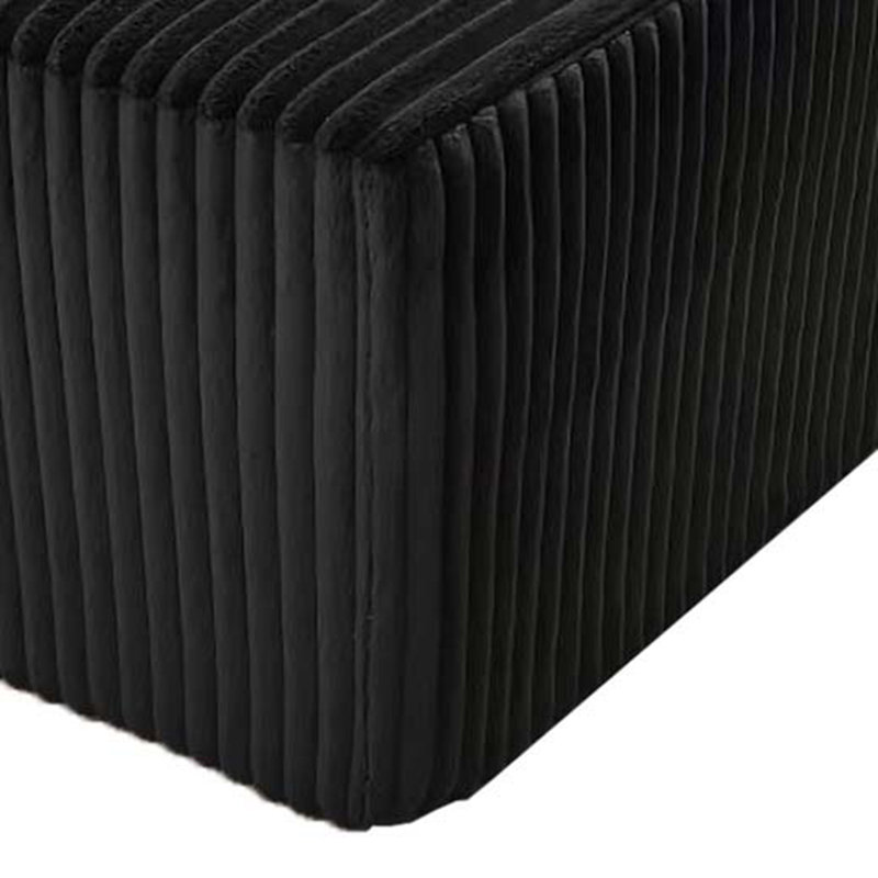 Full Compressed Corduroy Upholstered Sectional With Moveable Ottoman - No Assembly Needed