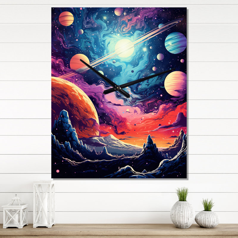 Horloge murale surdimensionnée Bright Star In Distant Galaxy, Grand