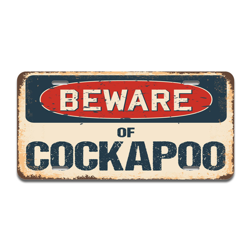 Cadre en aluminium «Beware of Cockapoo»