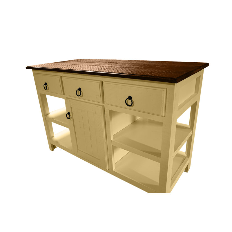 Îlot de cuisine en bois massif 60 po Rustic, Jaune coupole