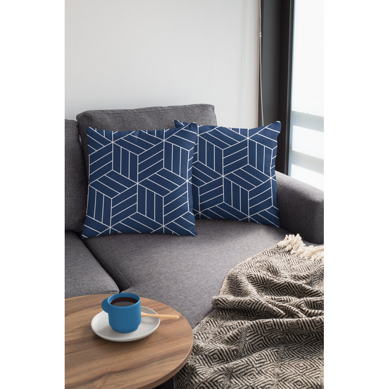 Housse de coussin Fredly, 18 po x 18 po, Bleu marine