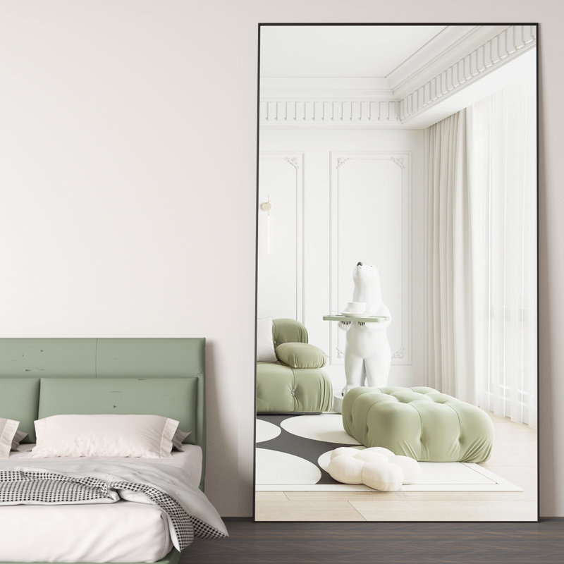Aarati Aluminium Framed Freestading Full Length Mirror, 65" x 24", Black
