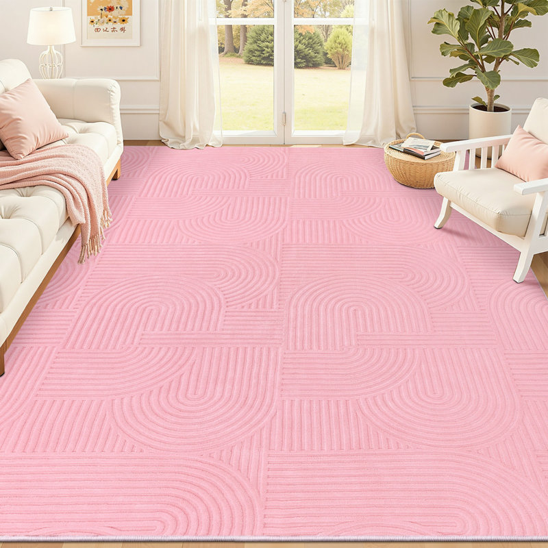 Machine Washable Non-Slip Oriental Area Rug Pink, Rectangle 8' x 10', Pink