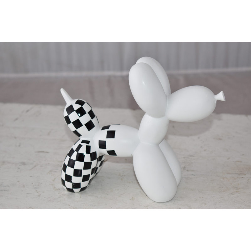 Twinsburg Balloon Dog Made of Resin Statue with Black and White Finish Size: 8" x 3" x 7"H