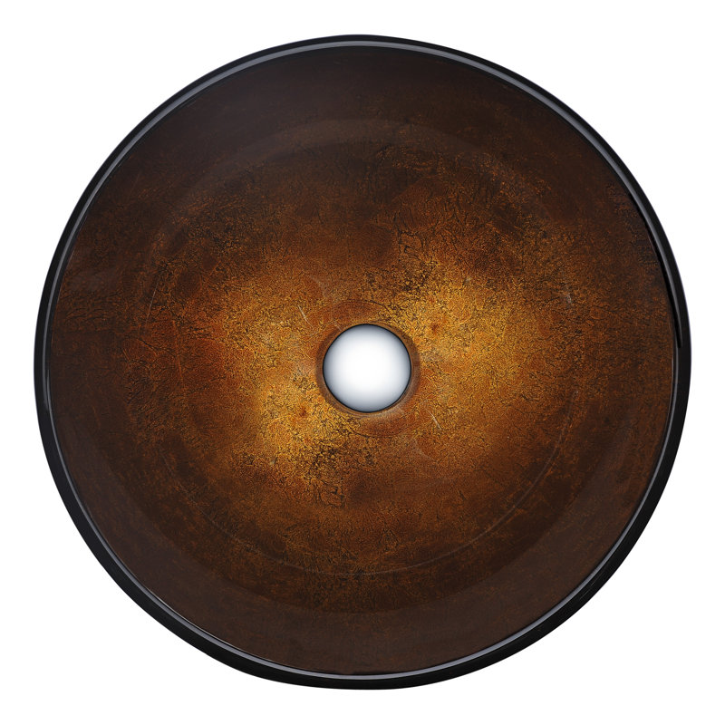 ANZZI Posh 16.5'' Glass Circular Bathroom Sink, Amber Gold
