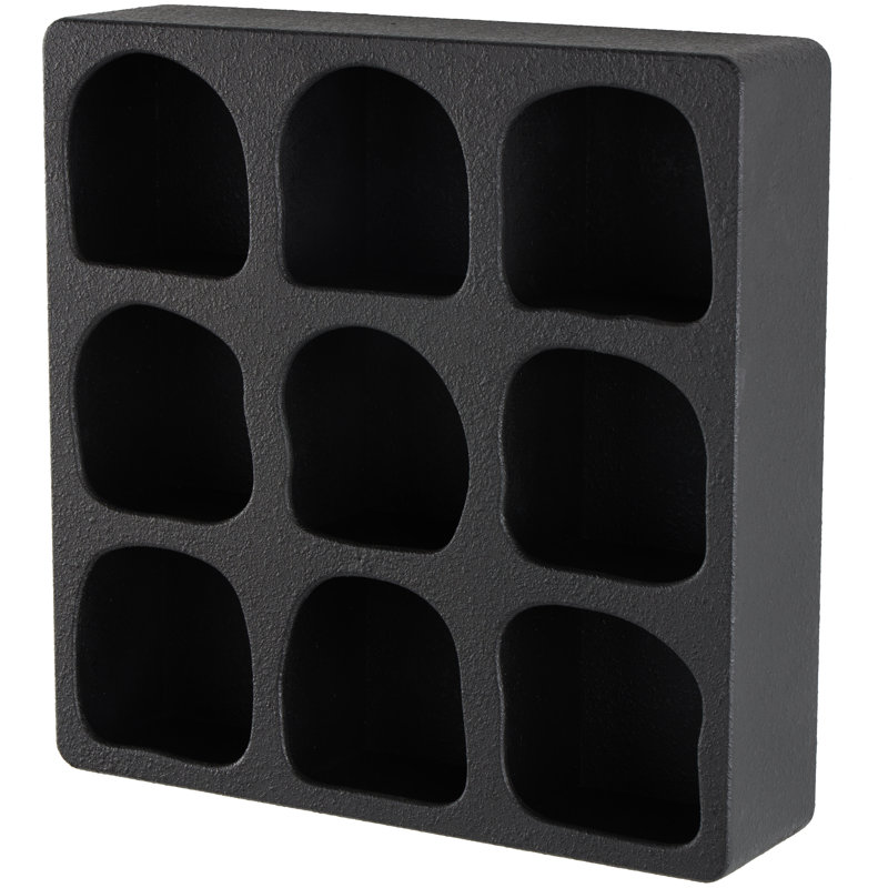 Cole And Grey Wood 9 Shelf Geometric Wall Shelf, Black