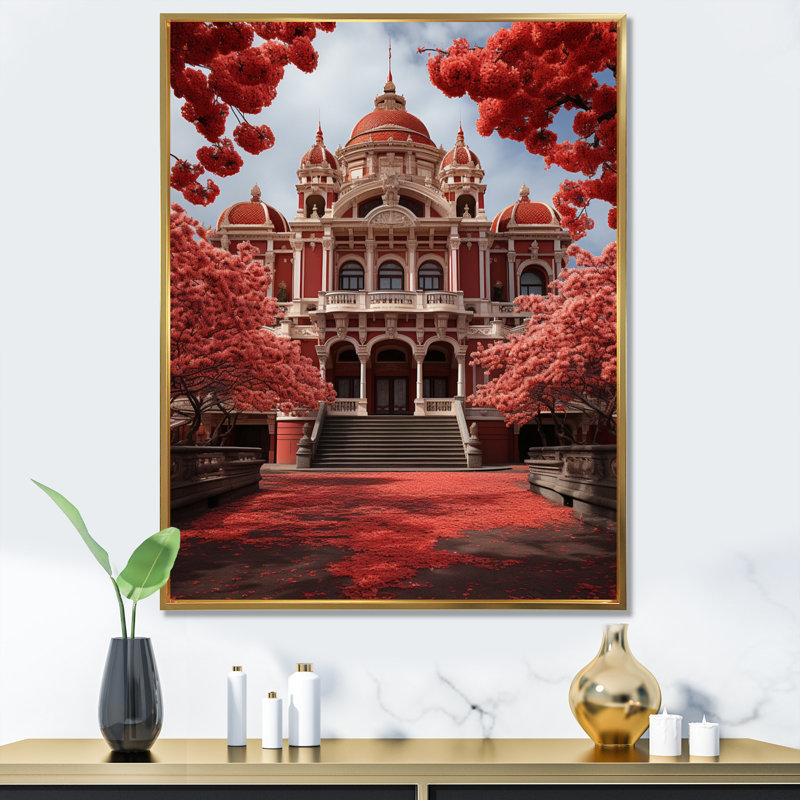 Opéra du Vietnam Crimson II, Cadre flottant doré, H 40 po x l 30 po x P 1,5 po