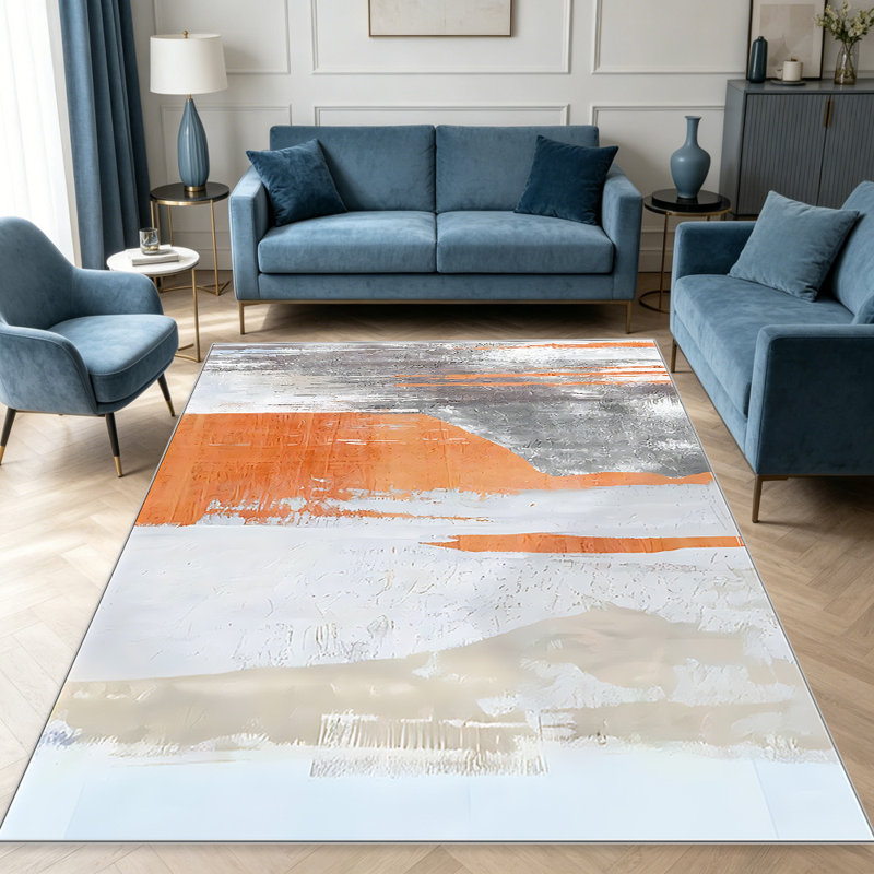 Warm Orange Texture area rugs for Living Room, Soft and Comfortable, Suitable for all seasons, easy to maintain, machine washable Indoor floor mat, Under Table Farmhouse suitable for Bedroom, Dining Room, Study, Patio, Balcony, Home Decor