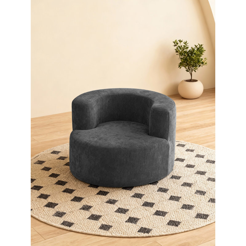 One Seater Compressed Round Curved Lounge Chair, Grey