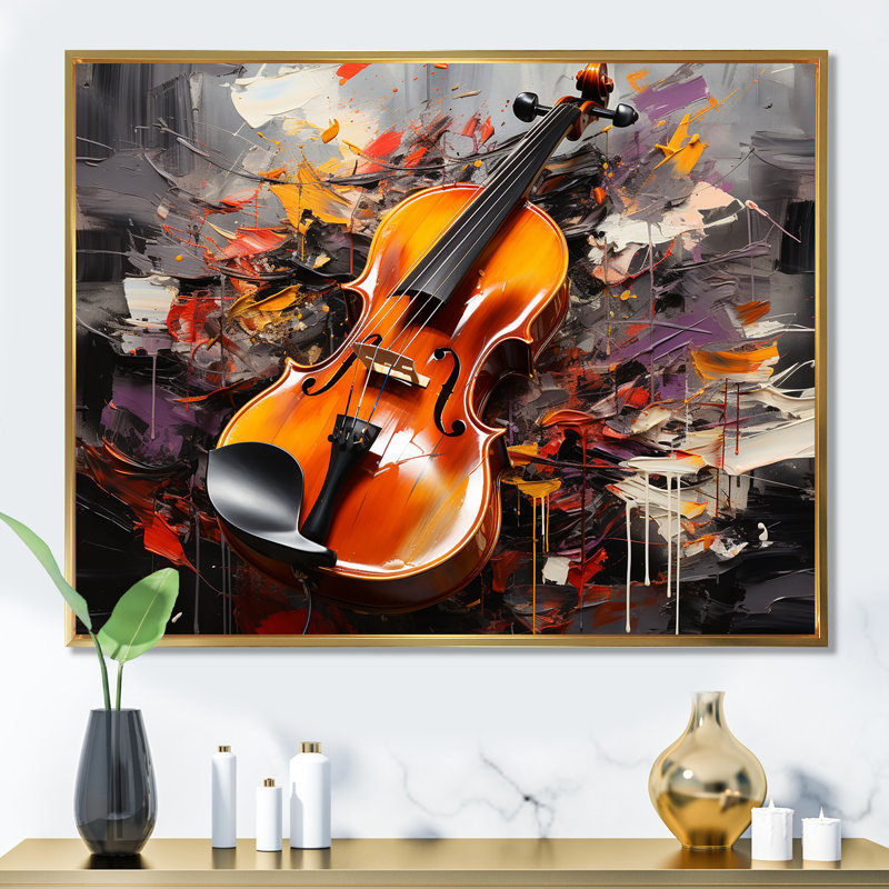 Chello Jazz Rhapsody 1 - musique, art mural, Cadre flottant doré, H 24 po x l 32 po x P 1 po