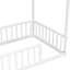 Lit simple au sol avec structure de toit, lit en bois de pin avec garde-corps-132934982-132934983