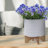 Stoneware Ceramic Planter with Stand - Textured Decorative Plant Pot with Bamboo Base - Modern Indoor/Outdoor Raised Planter-1387441931