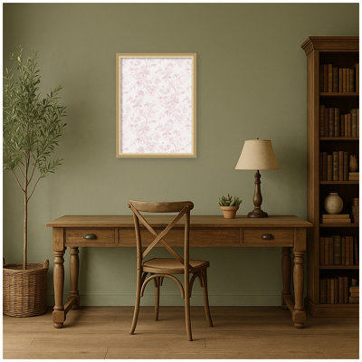 Framed Fabric Pinboard Pink and White Floral Toile Printed Bulletin Board
